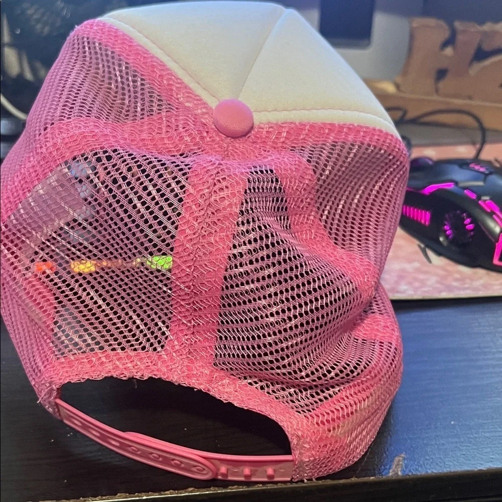 Barbie Pink and White Hat with Graphic Design
